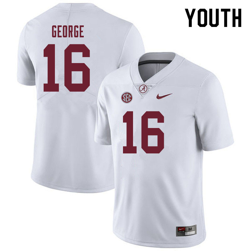Youth #16 Jayden George Alabama Crimson Tide College Football Jerseys Sale-White